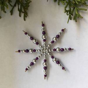 Weihnachtsdeko Set lila-silber aus 4 Sternen Bild 5