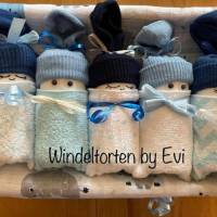 Windeltorte für Junge: Windelbabys, Geschenk zur Geburt, liebevoll gestaltetes Babygeschenk Bild 2