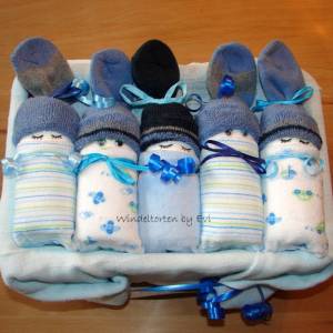 Windeltorte für Junge: Windelbabys, Geschenk zur Geburt, liebevoll gestaltetes Babygeschenk Bild 6