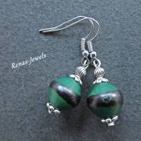 Palmsamen Perlen Ohrhänger grün silberfarben Ohrringe Bild 3