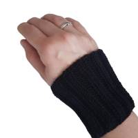 Pulswärmer 100 % Merino-Wolle handgestrickt schwarz oder Wunschfarbe - Damen - Einheitsgröße - Modell 3 Bild 1