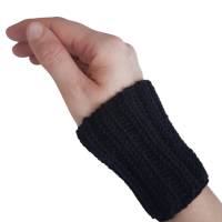 Pulswärmer 100 % Merino-Wolle handgestrickt schwarz oder Wunschfarbe - Damen - Einheitsgröße - Modell 3 Bild 2