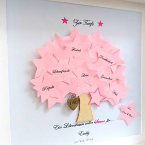 Taufgeschenk Mädchen, Geschenk zur Geburt,personalisiert,Taufbild, Lebensbaum mit persönlichen Wünschen, Bilderrahmen Bild 3