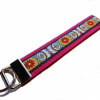 Schlüsselanhänger, Keyholder, Schlüsselband, Schlüsselring, Bohemian Blumen pink Bild 1