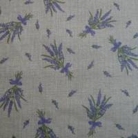 10,40 EUR/m Stoff Baumwolle - Lavendel, flieder auf hellbeige, Leinenoptik Bild 1