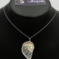 Nautilusschnecke - Silber/Gold mit Perle Hand gestrickt jedes Stück ein Unikat Bild 1