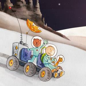 Astronauten-Kinderzimmer-Poster *Fahrt auf dem Mond*, Umweltfreundlicher Druck Bild 3