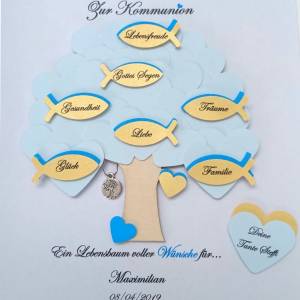 Geschenk Kommunion, Konfirmationsgeschenk, Junge, Patenkind, Lebensbaum, individuelles Geschenk, personalisiert Bild 4