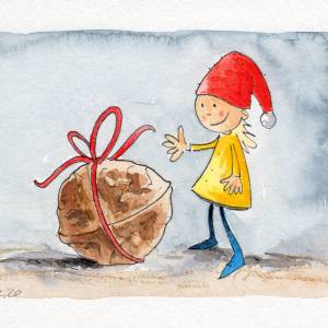 Original Illustration - Grußkarte "kleiner Wichtel", Faltkarte für Kinder zu Ostern Bild 2