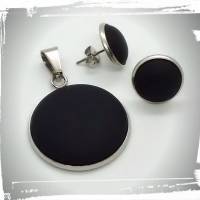 Edelstahl-Anhänger mit Polaris Cabochon in schwarz matt, 25 mm, ein Musthave für Alltag und Anlass Bild 2