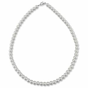 Perlenkette Silber 40 cm, Perlen 6mm weiß creme, Perlen Kette, Halsschmuck, Braut Schmuck, Hochzeit Halskette Perlen Bild 1