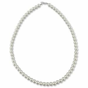 Perlenkette Silber 40 cm, Perlen 6mm weiß creme, Perlen Kette, Halsschmuck, Braut Schmuck, Hochzeit Halskette Perlen Bild 2