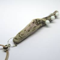 Treibholz Halskette mit weißen Perlen, Holzkette Bild 5