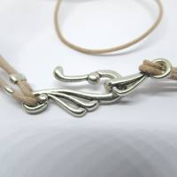 Treibholz Halskette mit weißen Perlen, Holzkette Bild 6