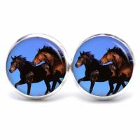Ohrstecker Ohrhänger Clipse Pferd Pferde schwarz - verschiedene Größen - Edelstahl - Geschenkidee Just Trisha Bild 1