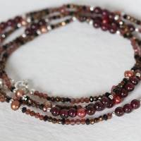 Edelsteinkette lang mit Perlen und Schließe aus Silber 925 Bild 3