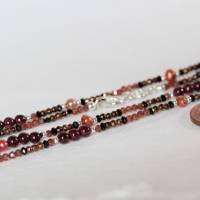 Edelsteinkette lang mit Perlen und Schließe aus Silber 925 Bild 4