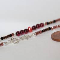 Edelsteinkette lang mit Perlen und Schließe aus Silber 925 Bild 5