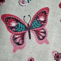 Dekostoff natur mit Schmetterlingen, Frühlingsstoff, Baumwollmischung, Breite 1,40 m Bild 3