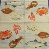 4 Servietten / Motivservietten  Fische / Krebs / Krabben / Lobster /  Unterwasserwelt   U 57 Bild 2