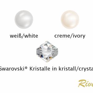 Halskette Perlen romantisch, Perlenkette creme weiß, Swarovski Strass, 925 Silber, Perlen Collier, Braut Perlen Kette Bild 4