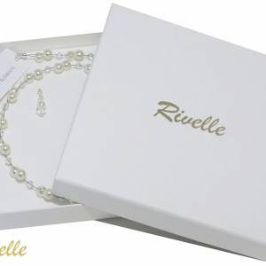 Halskette Perlen romantisch, Perlenkette creme weiß, Swarovski Strass, 925 Silber, Perlen Collier, Braut Perlen Kette Bild 7