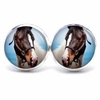 Ohrstecker Ohrhänger Clipse braunes Pferd Pferde Pferdekopf - verschiedene Größen - Edelstahl - Geschenkidee Just Trisha Bild 1