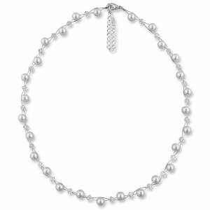 Perlenkette zierlich, Perlen creme weiß, 925 Silber, Swarovski Strass, Perlen Kette, Halsschmuck, Halskette Perlen Bild 1