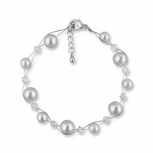 Perlenarmband, Hochzeit Armband Braut, Perlen weiß creme, Swarovski Kristalle, 925 Silber, Brautschmuck Armkette Perle Bild 1
