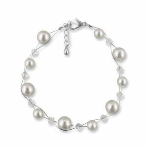 Perlenarmband, Hochzeit Armband Braut, Perlen weiß creme, Swarovski Kristalle, 925 Silber, Brautschmuck Armkette Perle Bild 2