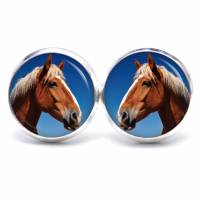 Ohrstecker Ohrhänger Clipse braunes Pferd Pferde Pferdekopf - verschiedene Größen - Edelstahl - Geschenkidee Just Trisha Bild 1