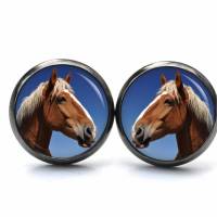Ohrstecker Ohrhänger Clipse braunes Pferd Pferde Pferdekopf - verschiedene Größen - Edelstahl - Geschenkidee Just Trisha Bild 2