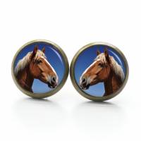 Ohrstecker Ohrhänger Clipse braunes Pferd Pferde Pferdekopf - verschiedene Größen - Edelstahl - Geschenkidee Just Trisha Bild 3