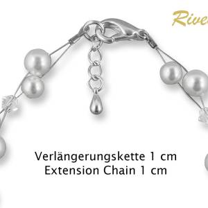 Perlen Armband Hochzeit, Kleine Perlen, Strass, 925 Sterling Silber, Schmuckbeutel, Perlenarmband Armkettchen Braut Bild 5