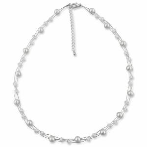 Edle Perlen Kette, Perlen weiß creme, Swarovski Strass crystal, 925 Silber, Halskette Perlen, Hochzeit Perlenkette Bild 1