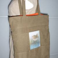 Einkaufstasche 'Zaunkönig', upcycelt, nachhaltig, 2 in 1, beidseitig nutzbar, Unikat von hessmade Bild 2