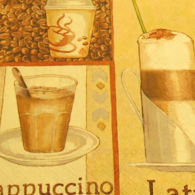 4 Servietten / Motivservietten  Kaffee Motiv  /  Latte Machiato / Cappuchino / Espresso / K 28