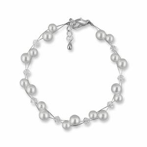 Perlenarmband, Kleine Perlen Armband, Swarovski Kristalle, 925 Silber, Hochzeitsschmuck, Braut Schmuck, Armkette Perlen Bild 1