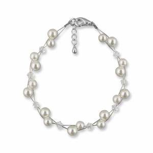 Perlenarmband, Kleine Perlen Armband, Swarovski Kristalle, 925 Silber, Hochzeitsschmuck, Braut Schmuck, Armkette Perlen Bild 2