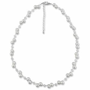 Perlenkette mit Perlen weiß creme, 925 Silber, Swarovski Strass, Edles Perlen Collier, Brautschmuck, Perlen Kette Bild 2