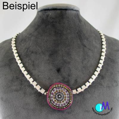 Wechsel-schmuck Magnet Zwischenstück Magenta silberne Blume bunt ART4392