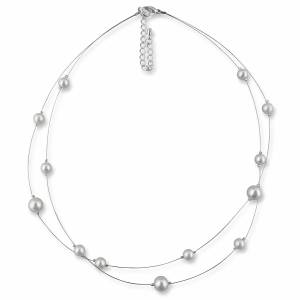 Braut Perlenkette weiß creme, 925 Silber, Schmucketui, Perlen Kette mehrreihig, Hochzeit Schmuck, Perlencollier Bild 2