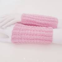 Pulswärmer 100 % Merino-Wolle handgestrickt rosa - Damen - Einheitsgröße - Modell 17 Bild 1