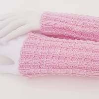 Pulswärmer 100 % Merino-Wolle handgestrickt rosa - Damen - Einheitsgröße - Modell 17 Bild 3