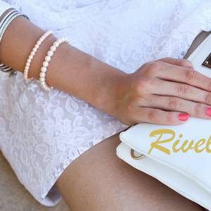 Brautschmuck Perlenarmband, Perlen weiß creme, Swarovski Kristalle, 925 Silber, Hochzeit Armband, Brautarmband Bild 7