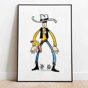 A3 Kinderzimmer-Poster Cowboy *Banana-Joe*, lustiges Poster, Cowboy Poster, niedliche Illustration, Kinderbild Jungen, K Bild 1