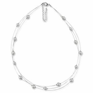 Perlenkette weiß creme, Braut Kette, 925 Silber, Schmucketui, Perlen Kette mehrreihig, Moderne Halskette, Perlencollier Bild 1