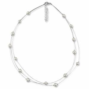 Perlenkette weiß creme, Braut Kette, 925 Silber, Schmucketui, Perlen Kette mehrreihig, Moderne Halskette, Perlencollier Bild 2
