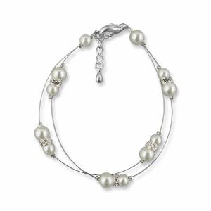 Perlenarmband Hochzeitsschmuck, Perlen Brautschmuck, Swarovski Kristalle, 925 Silber, Hochzeit Armband edel, Accessoire Bild 2