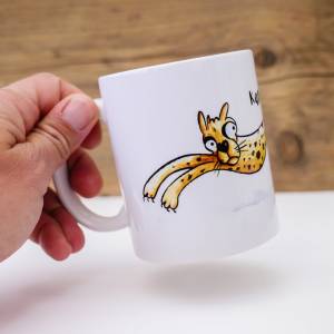 "Leoparden-Tasse" Früchstückstasse mit lustiger Tier Illustration und Spruch Bild 2
